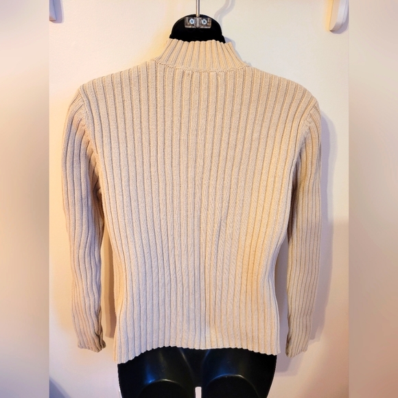 💚 100% cotton Northern Relection beige cable knit pullover size small. - Picture 2 of 3